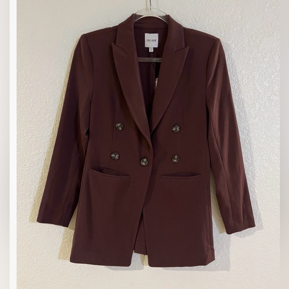 Nic + Zoe The Avenue Blazer Red Wine Color One Button Blazer Size 2 - Picture 5 of 9